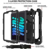 Schokbestendig PC + Siliconencombinatie Case met Houder & Handriem & Schouderriem voor iPad Mini 6 (Zwart)