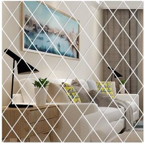 Rhombus Stitching Achtergrond Acryl Spiegel Decoratieve Stickers  Specificatie: Zilver Groot