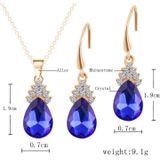Fashion Diamond Dames Crystal Zircon Drop Ketting Earring Set (Blauw)
