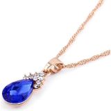 Fashion Diamond Dames Crystal Zircon Drop Ketting Earring Set (Blauw)