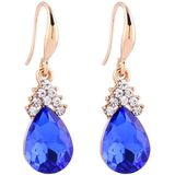 Fashion Diamond Dames Crystal Zircon Drop Ketting Earring Set (Blauw)