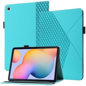 Voor Samsung Galaxy Tab S6 Lite SM-P610 / T615 Rhombus Skin Feel Horizontale Flip Tablet Lederen Case met Kaart Slots & Houder (Lake Blue)