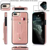 Polsband Standstand Wallet Lederen telefoonhoesje voor iPhone 7 Plus / 8 Plus (Rose Gold)