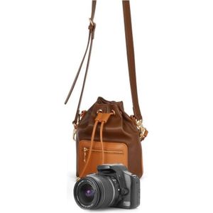 Cwatcun D82 bundel lenstas met trekkoord PU crossbody cameratas