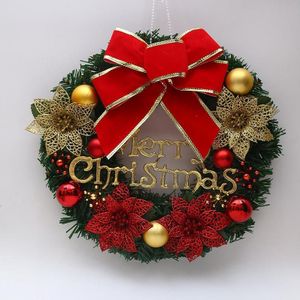 Kerstdecoratie krans garland rotan deur opknoping  specificatie: rode bloem