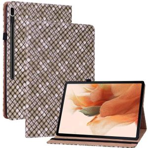 Voor Samsung Galaxy Tab S8 / Tab S7 Kleur Weave Texture Flip Leren Tablet Case met Houder (Brown)
