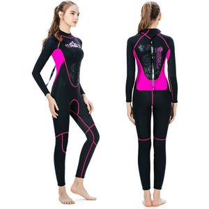 SLINX 1102 3mm neopreen Super elastische slijtvaste warme koud-proof twee kleuren U vorm stiksels een stuk lange mouw wetsuit voor vrouwen