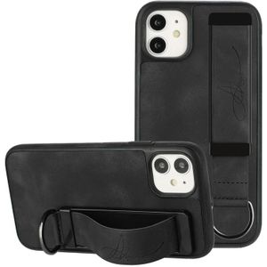 Voor iPhone 11 polsbandhouder lederen achterkant telefoonhoes