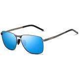 Vintage Square zonnebrillen mannelijke UV400 gepolariseerde lens zonnebril (grijs + blauw)