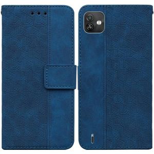 For Wiko Y82 Geometric Embossed Leather Phone Case(Blue)