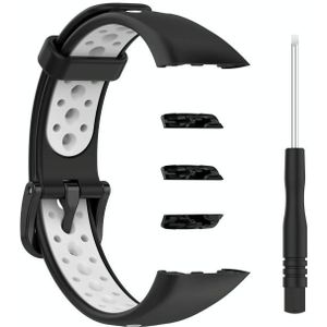 Voor Huawei Band 6 / Honor Band 6 Universele Tweekleurige Ademende Siliconen Vervanging Riem Horlogeband (zwart wit)