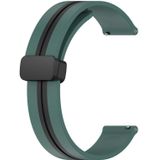 Voor Garmin Venu 20 mm opvouwbare magnetische sluiting siliconen horlogeband (olijfgroen + zwart)