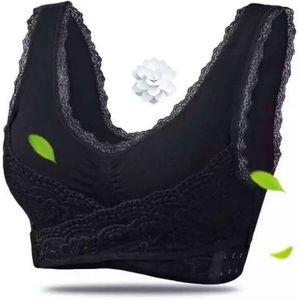 Front Cross Side Buckle Wireless Lace Bra Ademende Sport voor vrouwen  Maat: M (Zwart)