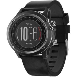 Voor Garmin Fenix 3 Sapphire 26mm lederen stalen gesp horlogeband