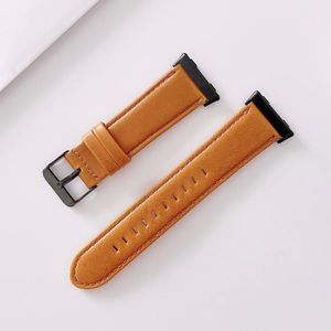 Voor OPPO Watch 41mm Plain Weave Genuine Leather Replacement Strap Watchband (Bruin)