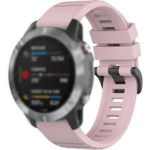 Voor Garmin Fenix 6 22mm Quick Release Officile Texture Polsband Watchband met Plastic Button (Rose Pink)