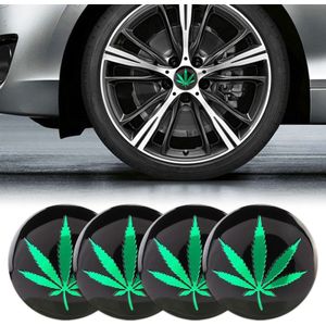 4 STKS auto-styling groene bladeren patroon metalen wiel hub decoratieve sticker  diameter: 5.8 cm