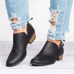 Herfst en winter puntige lage hakken laarzen vrouwen lage buis laarzen  schoenmaat: 43 (zwart)