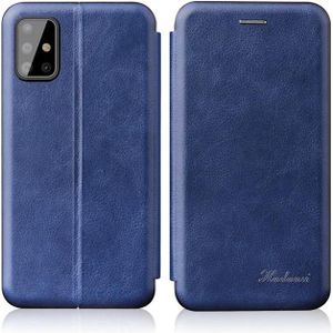 Voor Samsung Galaxy A02 (EU-versie) ntegrated elektriciteit persen retro textuur magnetische TPU + PU lederen hoesje met kaartsleuf en houder (blauw)