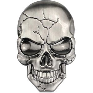 Drie-dimensionale duivel schedel metalen auto sticker (titanium kleur)