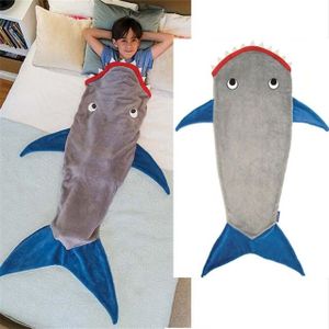 Winter Shark zeemeermin slapen deken slapen Swaddle zachte wol kinderen slaapzak (Grijze haai)