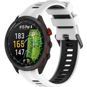 Voor Garmin Approach S70 47 mm sport tweekleurige siliconen horlogeband (wit + zwart)