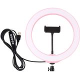 PULUZ 10 2 inch USB 10 Modes 8 Kleuren RGBW Dimbare LED Ring Vlogging Fotografie Video Lights met Cold Shoe Tripod Ball Head & Phone Clamp(Roze)