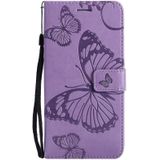 3D Butterfly Embossed Pattern Horizontal Flip Leather Case with Holder & Card Slot & Wallet & Lanyard For iPhone 13 mini(Purple)