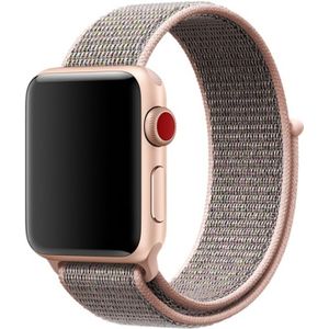 Voor Apple Watch serie 3 & 2 & 1 38mm eenvoudige manier Nylon armbanden met magische Stick(Pink)