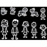 10 PCS Family Member Patroon Vinyl Decoratieve Reflecterende Auto Decal Cartoon Car Sticker (Wit)