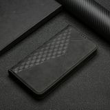 For Samsung Galaxy S21 FE Diamond Pattern Splicing Skin Feel Magnetic Horizontal Flip Leather Case with Card Slots & Holder & Wallet(Black)