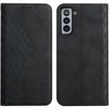 For Samsung Galaxy S21 FE Diamond Pattern Splicing Skin Feel Magnetic Horizontal Flip Leather Case with Card Slots & Holder & Wallet(Black)