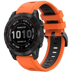 Voor Garmin Fenix 7 Sapphire Solar 22mm tweekleurige sport siliconen horlogeband (oranje + zwart)