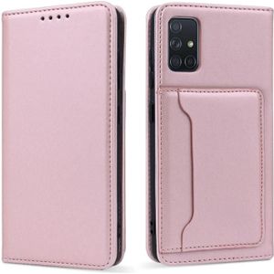 Voor Samsung Galaxy A51 Sterke Magnetisme Liquid Feel Horizontale Flip Lederen case met Holder & Card Slots & Wallet(Rose Gold)