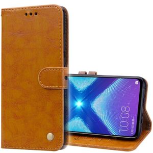 Business stijl olie Wax textuur horizontale Flip lederen case voor Huawei Honor 8X  met houder & kaartsleuven & portemonnee (licht bruin)