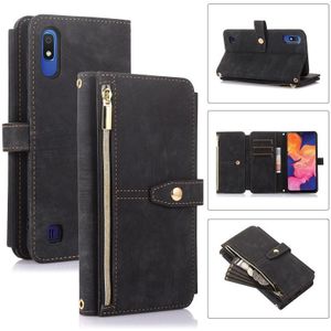 Voor Samsung Galaxy A10 Dream 9-Card Portemonnee Rits Tas Lederen Telefoon Case (Zwart)