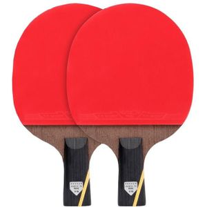 Huieson Six Star 5-Layer Chicken Wing Tip + 2 Layer Carbon Double Side Continuous Table Tennis Racket  een paar (Pen Hold Grip Racket)