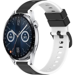 Voor Huawei Watch GT3 46 mm 22 mm tweekleurige siliconen horlogeband (zwart + wit)
