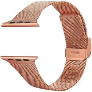 Voor Apple Watch Series 5 & 4 44mm / 3 & 2 & 1 42mm Milanese Stainless Steel Watchband(Rose Gold)