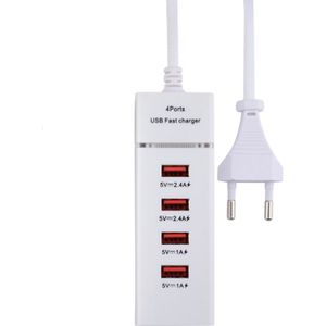 5V 4.1A 4 USB-poorten laderadapter met stekkerkabel  kabellengte: 1 5 m  EU-stekker(wit)