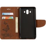 Voor Huawei Mate 10 Vintage relif bloemen vlinder patroon horizontale Flip lederen draagtas met kaartslot & houder & portemonnee & Lanyard (bruin)