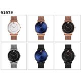 SKMEI 9197 Simple Non-Scale wijzerplaat metalen mesh riem quartz horloge voor dames (rose goud wit oppervlak)