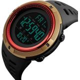 SKMEI sporthorloge 1251 mannen modieuze buiten 50m waterdicht digitaal horloge met PU Watchband(Gold)