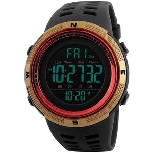 SKMEI sporthorloge 1251 mannen modieuze buiten 50m waterdicht digitaal horloge met PU Watchband(Gold)
