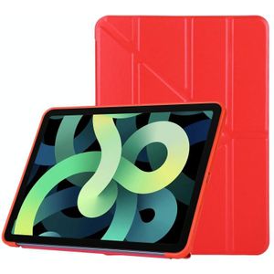 TPU Horizontale vervorming Flip Lederen case met houder voor iPad Air (2020) 10.9(Rood)