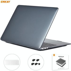 ENKAY 3 in 1 Crystal Laptop Beschermhoes + EU Versie TPU Keyboard Film + Anti-dust Pluggen Set voor MacBook Air 13.3 inch A1932 (2018)(Zwart)
