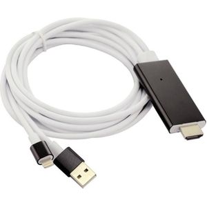 CA01i 2m 8 Pin naar HDMI 1.4 HDTV AV Adapter Kabel met USB laad Kabel voor iPhone / iPad  ondersteunt iOS 8.0-10.0 (zwart)