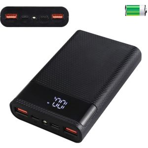 HAWEEL DIY 4x 18650 batterij (niet meegeleverd) 15000mAh QC lader Power Bank shell box met 2x USB-uitgang & display  ondersteuning QC 2 0/QC 3 0/FCP/SFCP/AFC/MTK/BC 1.2 (zwart)