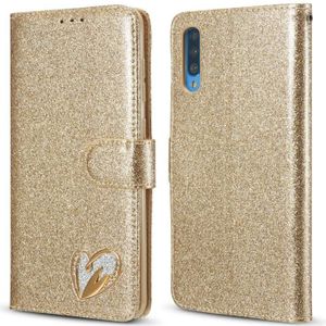 Voor Samsung Galaxy A70/A50 Glitter Poeder Liefde Lederen Telefoonhoes (Goud)