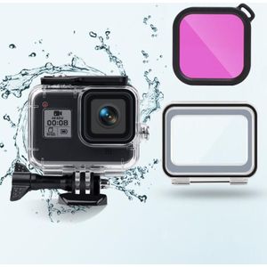 45m waterdichte behuizing + Touch Back Cover + Color Lens Filter voor GoPro HERO8 Black (Paars)